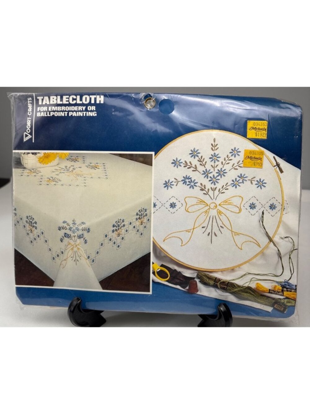 Vogart Crafts Embroidery Stamped Tablecloth 52" x 70" Bouquet Design